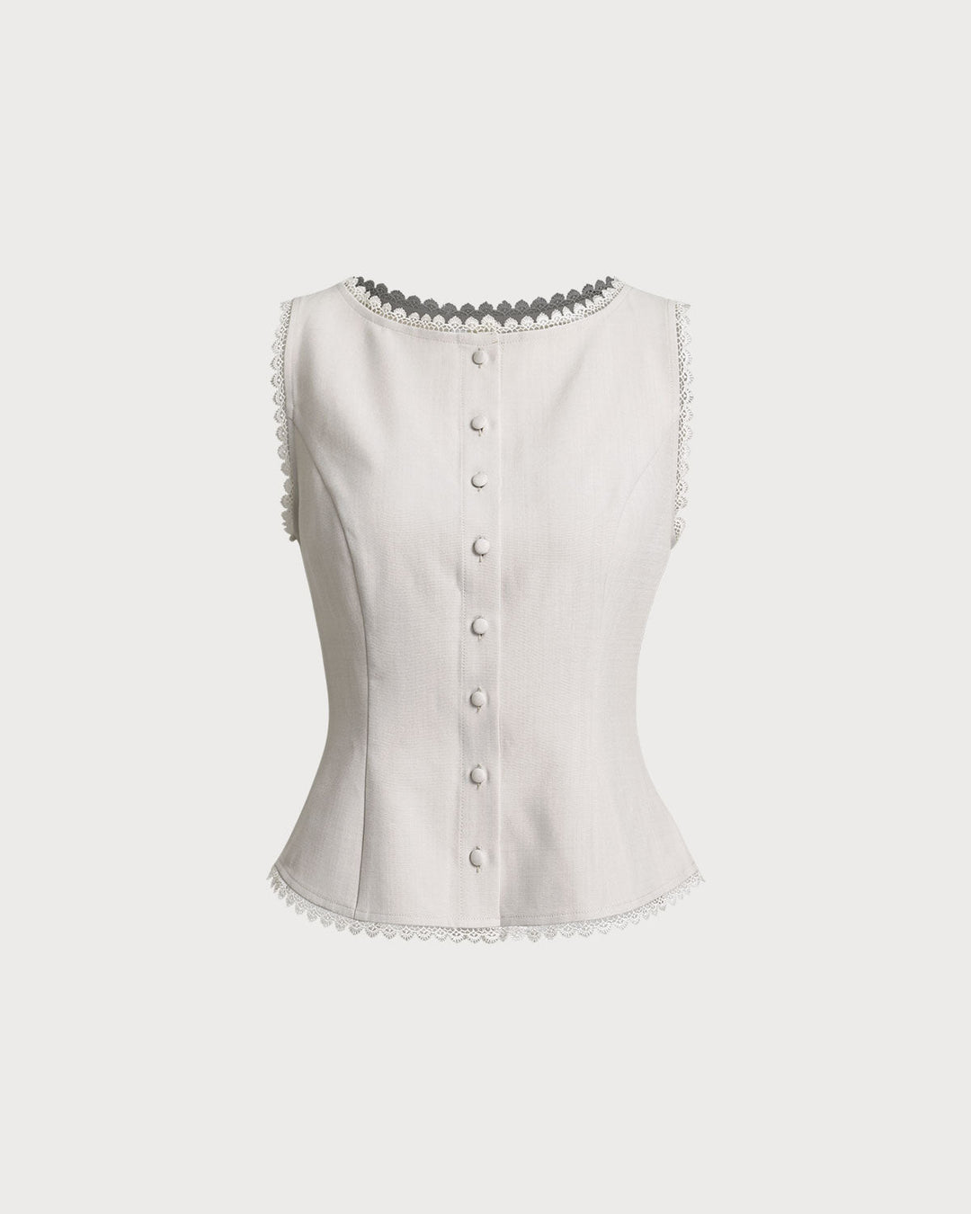 Éliane | Gilet boutonné col bateau abricot