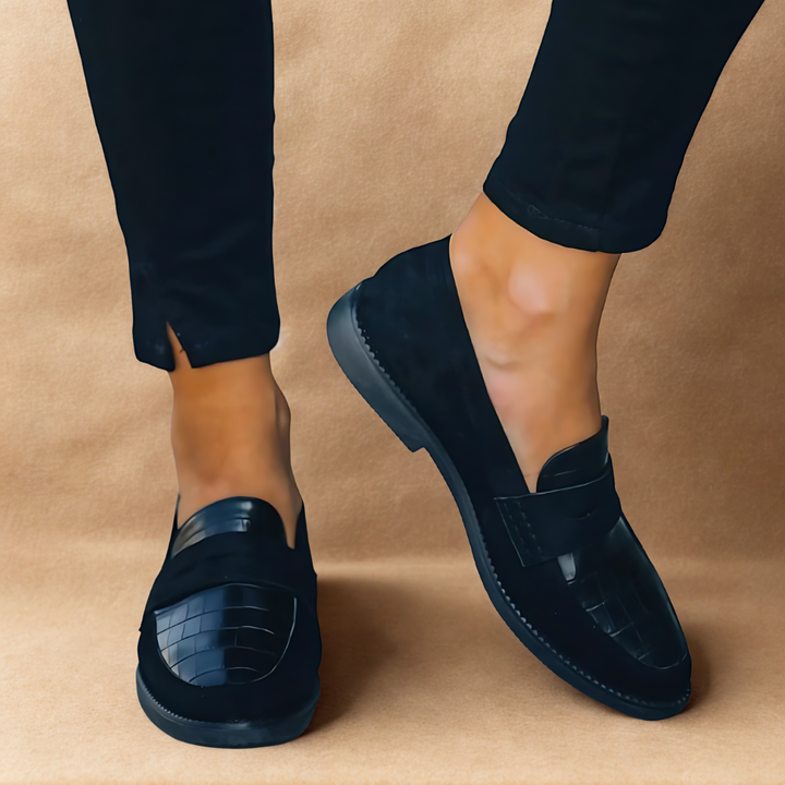 Louvelle™ | Mocassins Croco Noirs