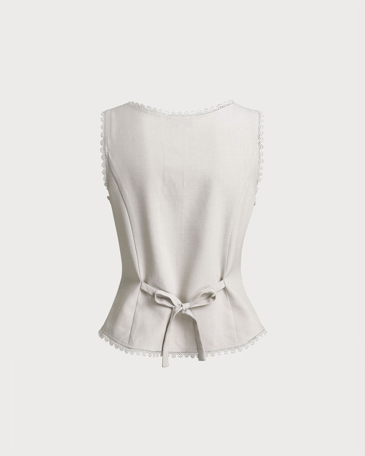 Éliane | Gilet boutonné col bateau abricot