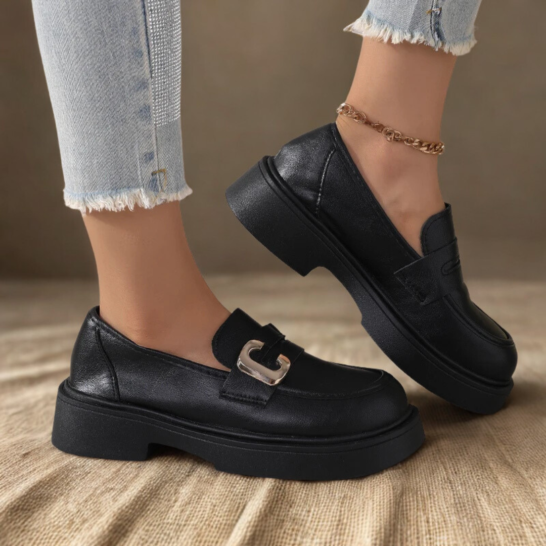 Louvelle™ | Mocassins à Semelle Épaisse avec Boucle Dorée