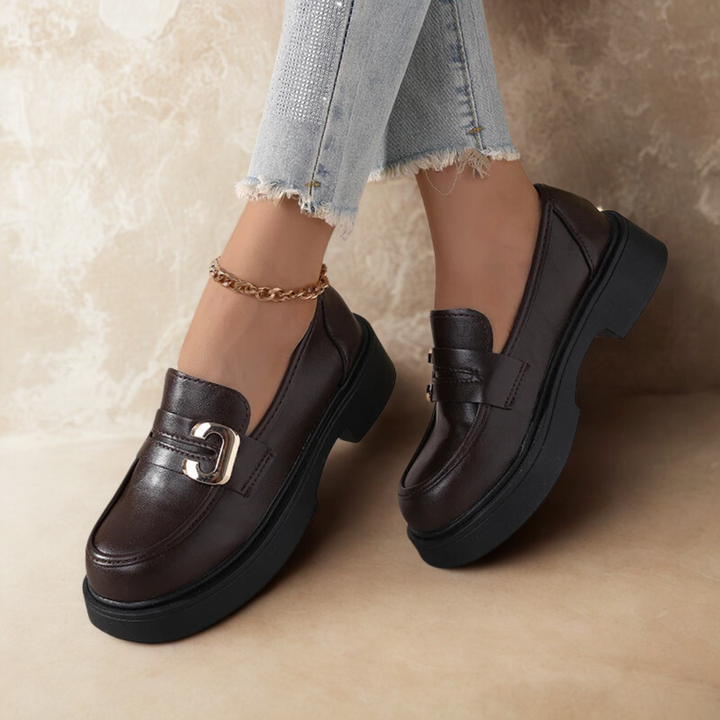 Louvelle™ | Mocassins à Semelle Épaisse avec Boucle Dorée