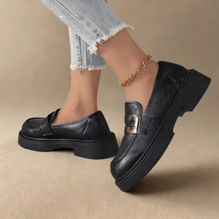 Louvelle™ | Mocassins à Semelle Épaisse avec Boucle Dorée