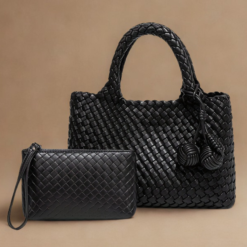 Louvelle™ | Sac Tressé en Cuir Végan avec Pochette
