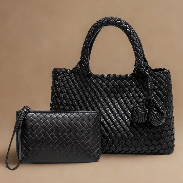 Louvelle™ | Sac Tressé en Cuir Végan avec Pochette