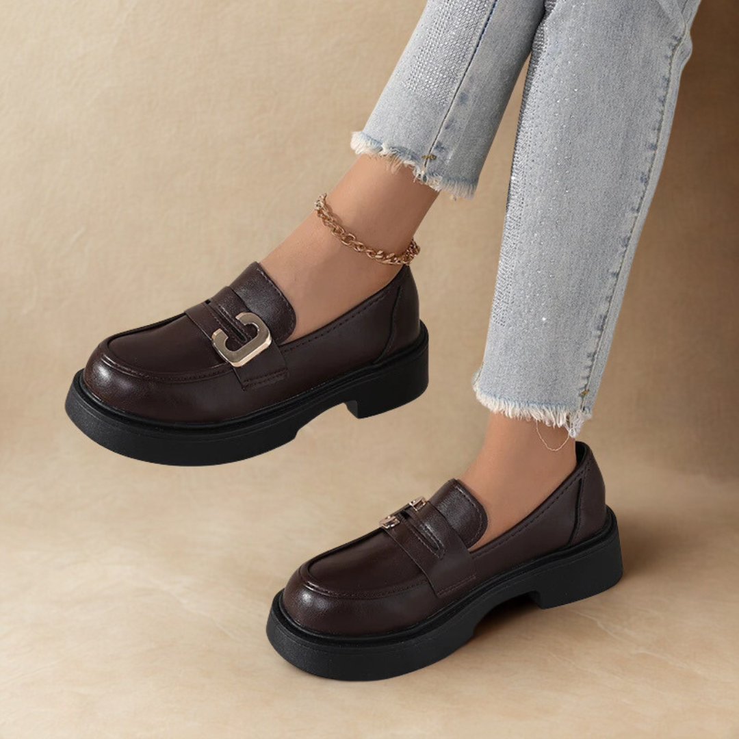 Louvelle™ | Mocassins à Semelle Épaisse avec Boucle Dorée