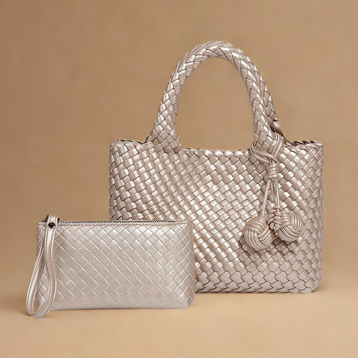 Louvelle™ | Sac Tressé en Cuir Végan avec Pochette