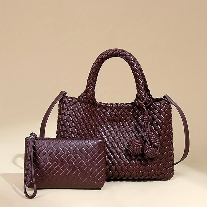 Louvelle™ | Sac Tressé en Cuir Végan avec Pochette