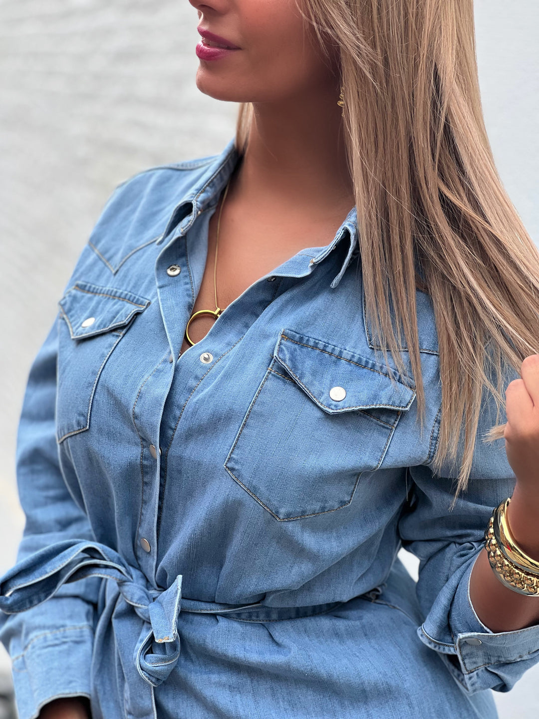 Louvelle™ | Longue Robe & Jeans Emely BLEU